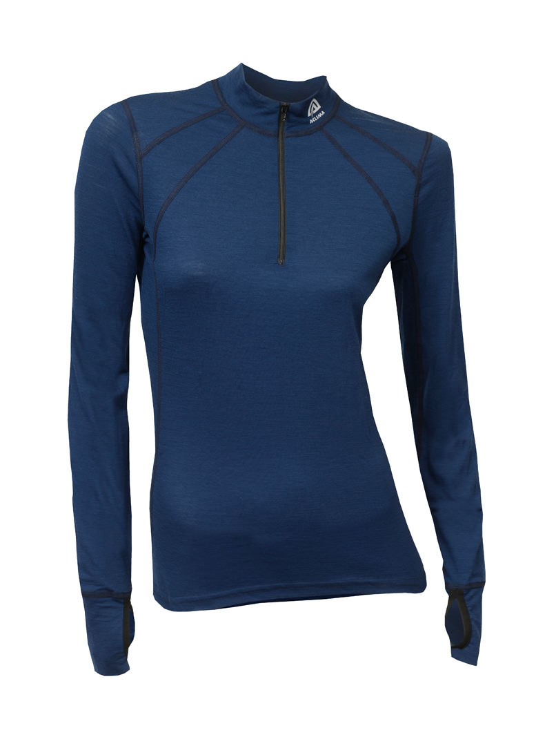 aclima lightwool zip shirt dame - insignia blue