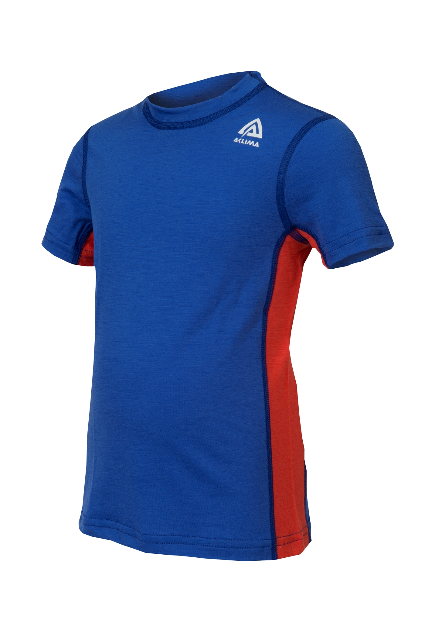 aclima lightwool t-shirt junior - dazzling blue/poinciana