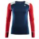 aclima lightwool reinforced crewneck dame - insigne blue/high risk red/nature